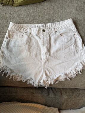 wild fable White High Rise Distressed Frayed Hem Denim Shorts